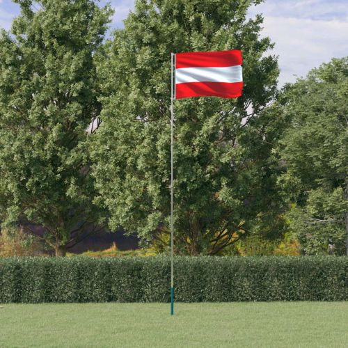 vidaXL Flaga Austrii z masztem, 5,55 m, aluminium