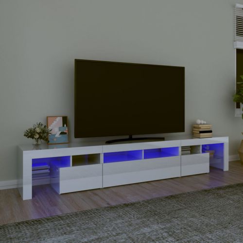 vidaXL Szafka pod TV z oświetleniem LED, biała, 230x36,5x40 cm