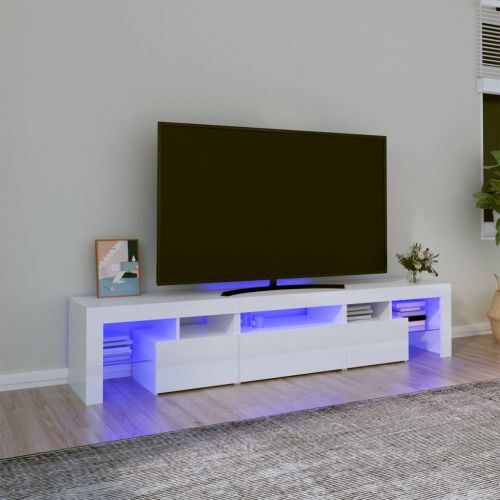 vidaXL Szafka pod TV z oświetleniem LED, biała 200x36,5x40 cm cm