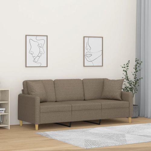 vidaXL 3-osobowa sofa wypoczynkowa z poduszkami, taupe, 180 cm