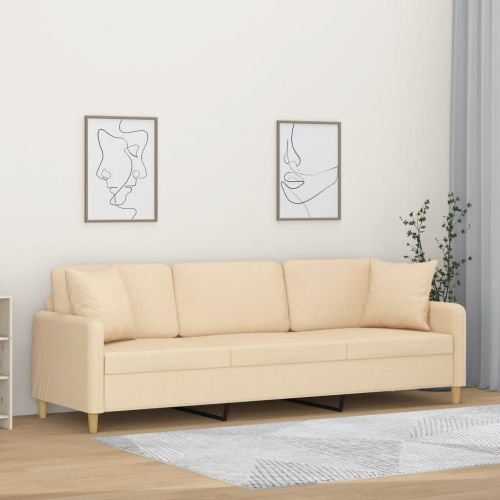 vidaXL 3-osobowa sofa wypoczynkowa z poduszkami, kremowa, 210 cm