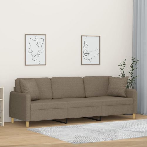 vidaXL 3-osobowa sofa wypoczynkowa z poduszkami, taupe, 210 cm