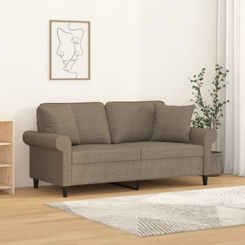 vidaXL 2-osobowa sofa wypoczynkowa z poduszkami, taupe, 140 cm
