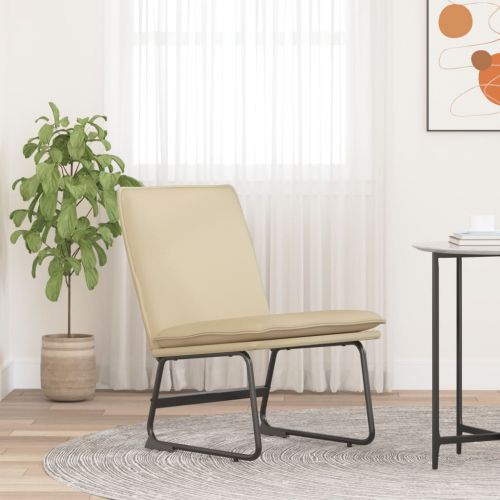 vidaXL Krzesło wypoczynkowe, kremowe, 52x75x76 cm, obite tkaniną