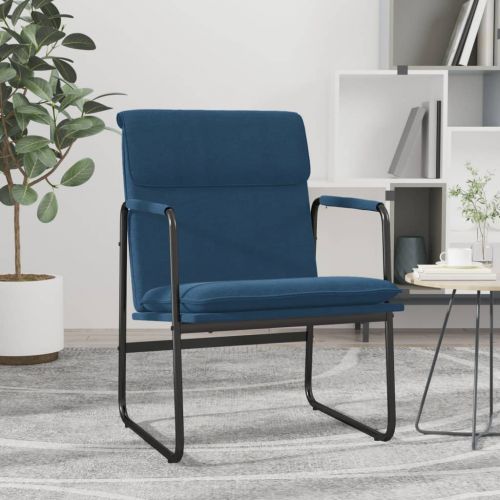 vidaXL Krzesło wypoczynkowe, niebieskie, 55x64x80 cm, obite tkaniną