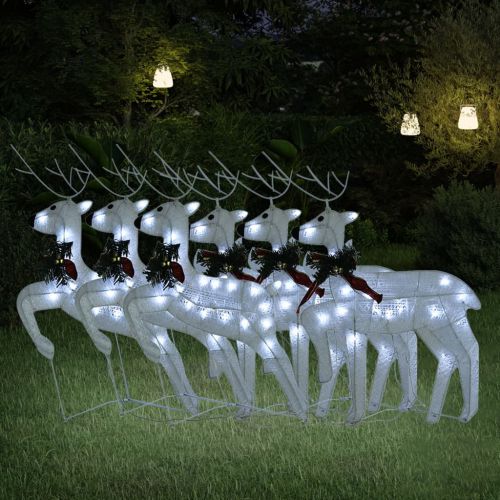 vidaXL Świąteczne renifery, 6 szt., 120 białych LED