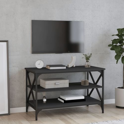 vidaXL Szafka pod TV, czarna, 80x40x50 cm, materiał drewnopochodny