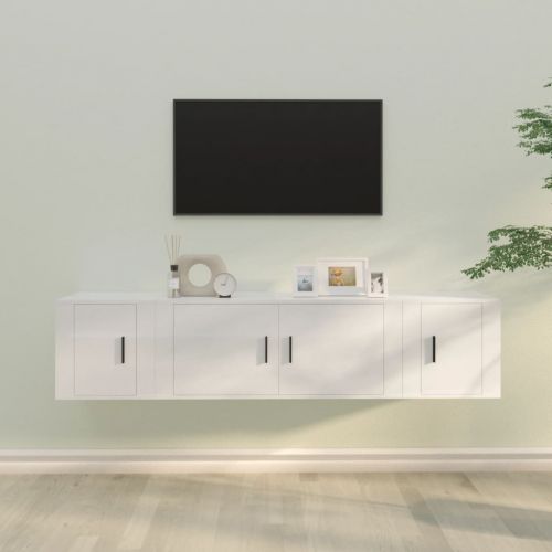 vidaXL 3-częściowy zestaw szafek telewizyjnych, biały z połyskiem