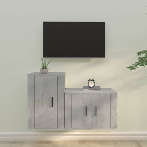 vidaXL Zestaw 2 szafek TV, szarość betonu, materiał drewnopochodny