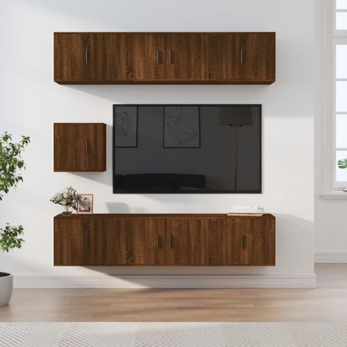 vidaXL Zestaw 7 szafek TV, brązowy dąb, materiał drewnopochodny