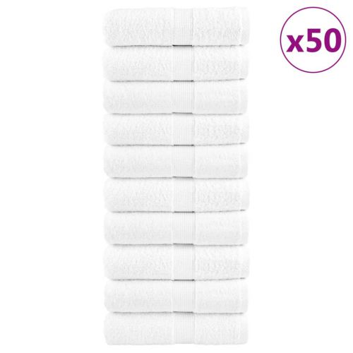 vidaXL Ręczniczki premium SOLUND, 50 szt., białe, 30x30 cm, 600 g/m2