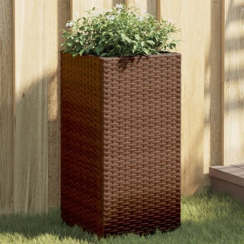 vidaXL Donice ogrodowe, 2 szt., brązowe, 30x30x60 cm, rattan PE