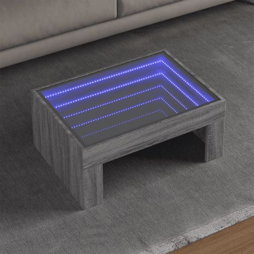 vidaXL Stolik kawowy z LED Infinity, szary dąb sonoma, 70x50x30 cm