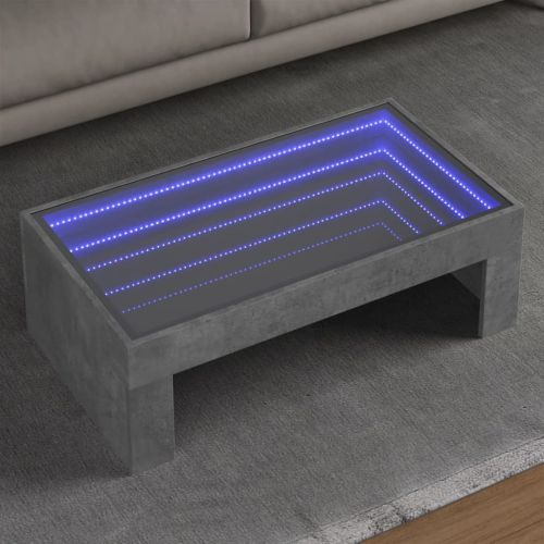 vidaXL Stolik kawowy z LED Infinity, szarość betonu, 90x50x30 cm