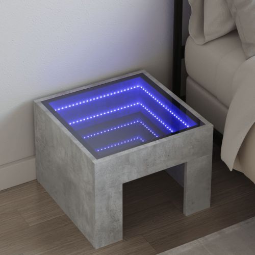 vidaXL Stolik kawowy z LED Infinity, szarość betonu, 40x40x30 cm