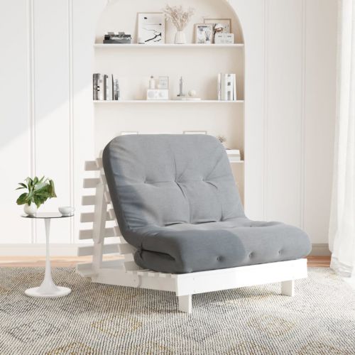 vidaXL Sofa rozkładana typu futon, z materacem, biała, 90x206x11 cm