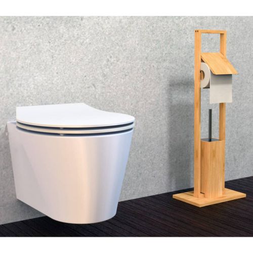 EISL Stojak toaletowy, miejsce na szczotkę i papier, bambus 30x21x82cm